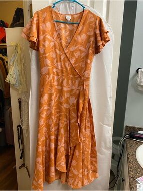 a new day Orange Floral High-Low Wrap Dress